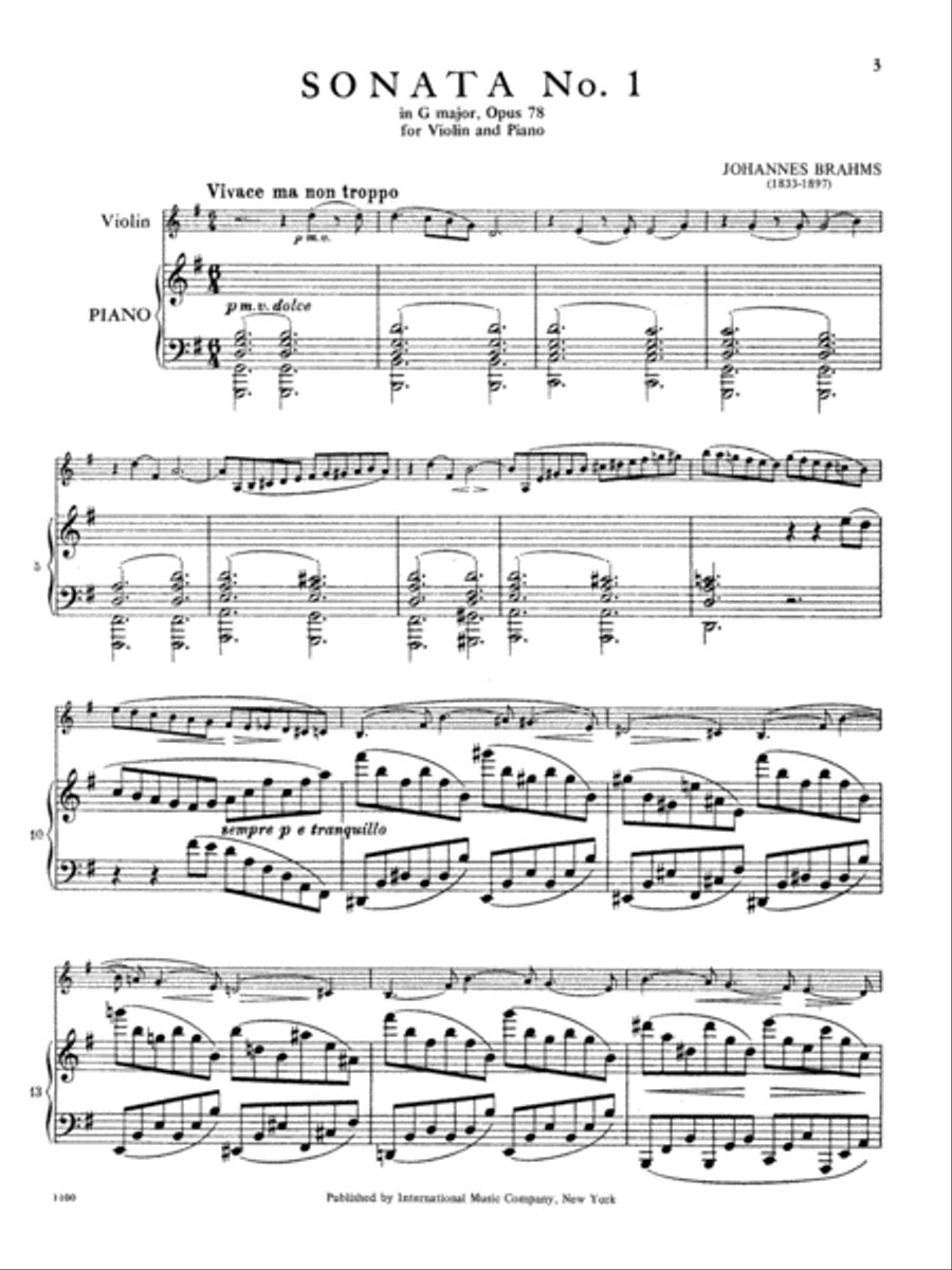 Three Sonatas, Opus 78, 100, 108 (Authentic Edition) Violin Solo scores gallery preview page 2