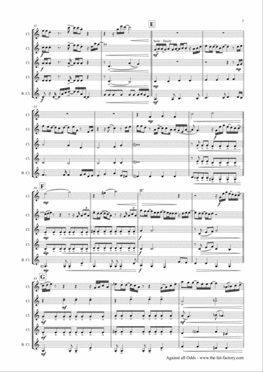 Against All Odds (take A Look At Me Now) Woodwind Ensemble scores gallery preview page 3