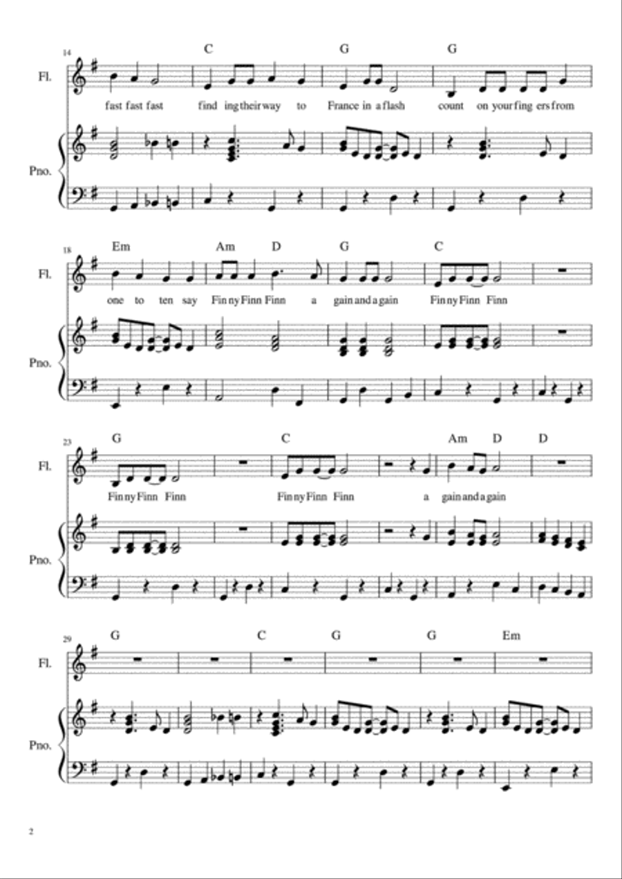 Finny Finn Finn - Piano/Vocal/Guitar Piano, Vocal, Guitar scores gallery preview page 2
