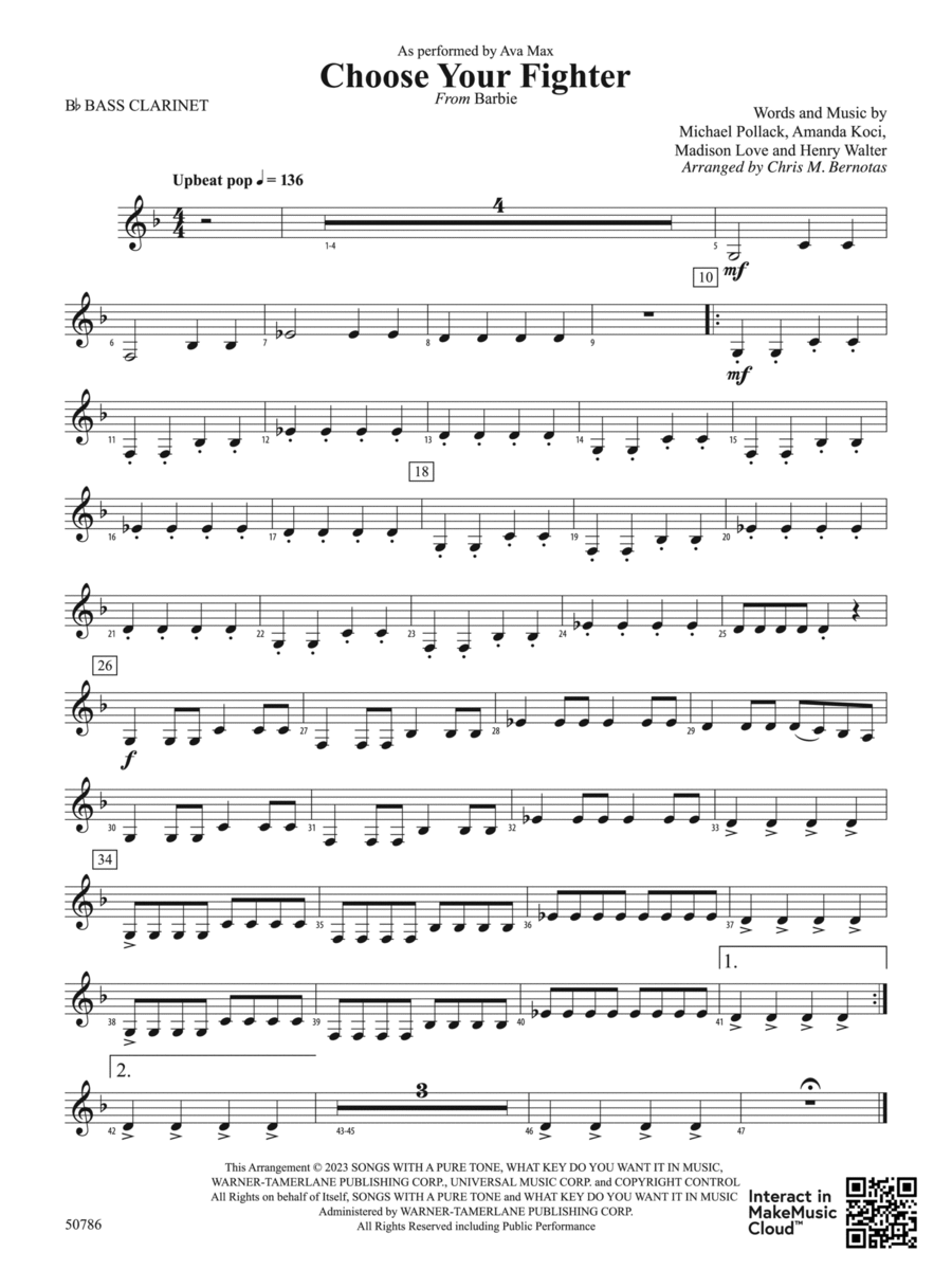 Choose Your Fighter: B-flat Bass Clarinet Concert Band scores gallery preview page 1