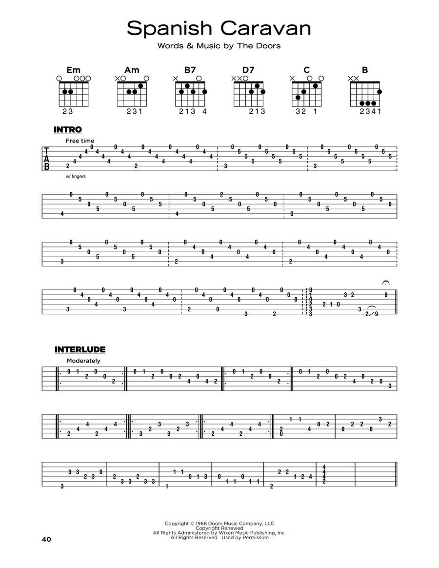 Spanish Caravan Easy Guitar scores gallery preview page 1