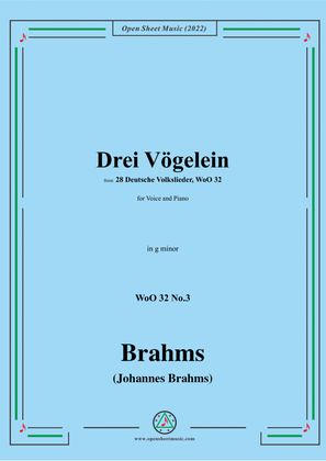 Book cover for Brahms-Drei Vogelein,WoO 32 No.3,in g minor,for Voice and Piano