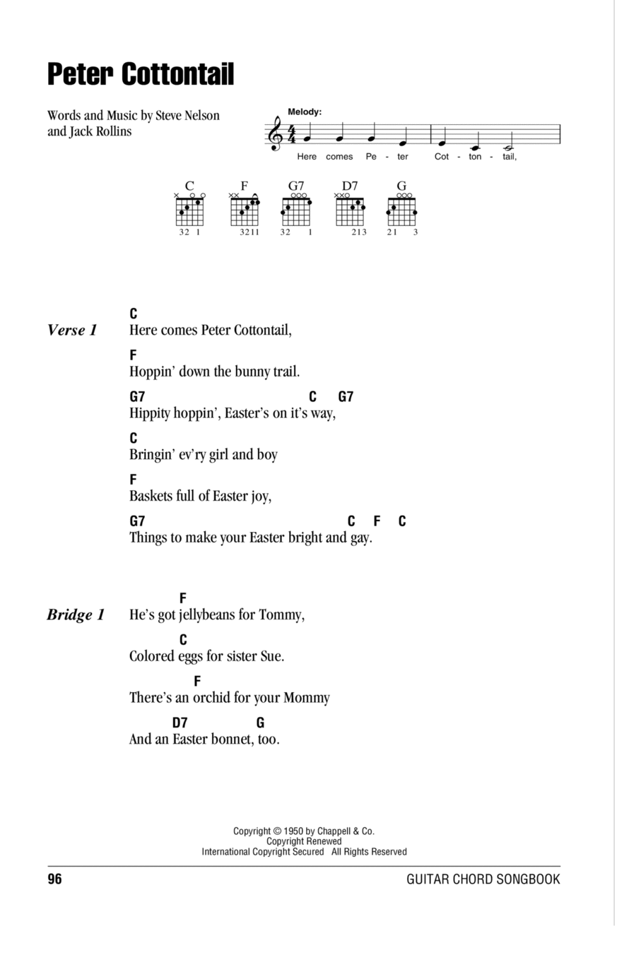 Peter Cottontail Peter Cottontail Easy Guitar scores gallery preview page 1