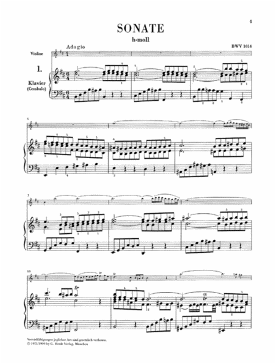 Sonatas for Violin and Piano (Harpsichord) 1-3 BWV 1014-1016