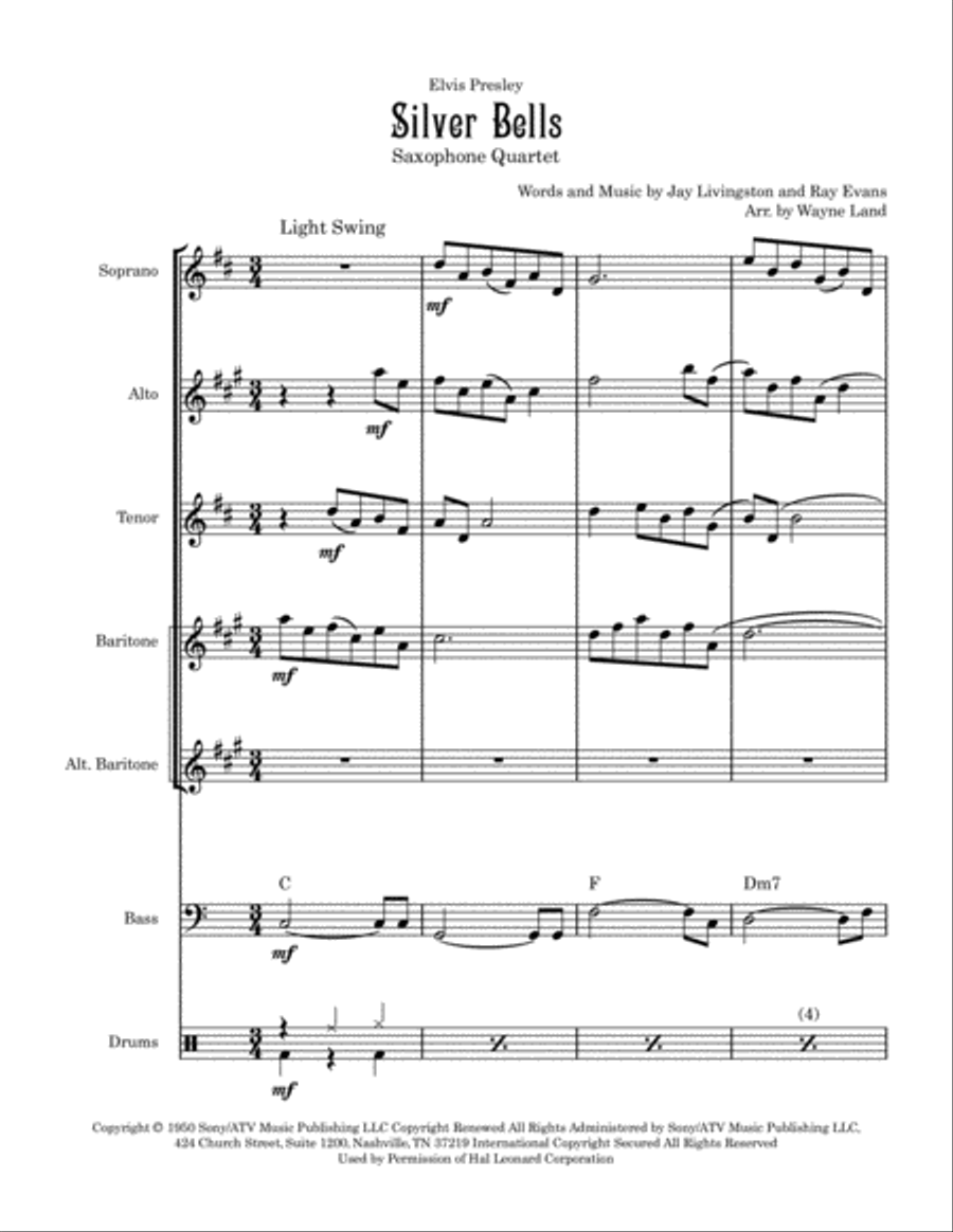 Silver Bells Saxophone Quartet scores gallery preview page 2