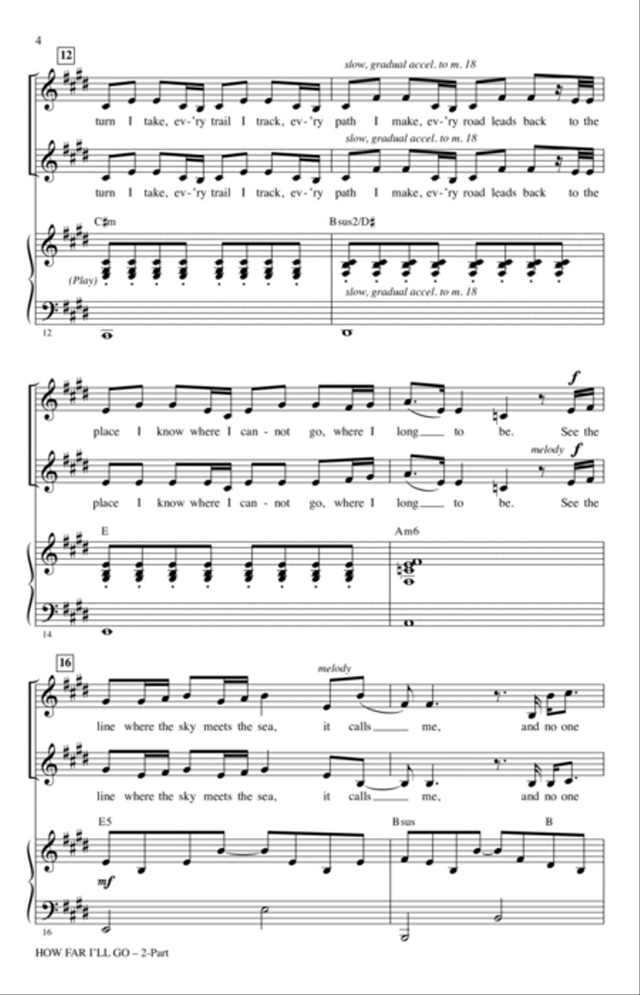How Far I'll Go (from Moana) (arr. Ed Lojeski) 2-Part scores gallery preview page 3
