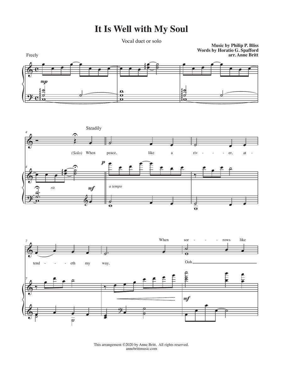It Is Well with My Soul (vocal duet or solo) image number null
