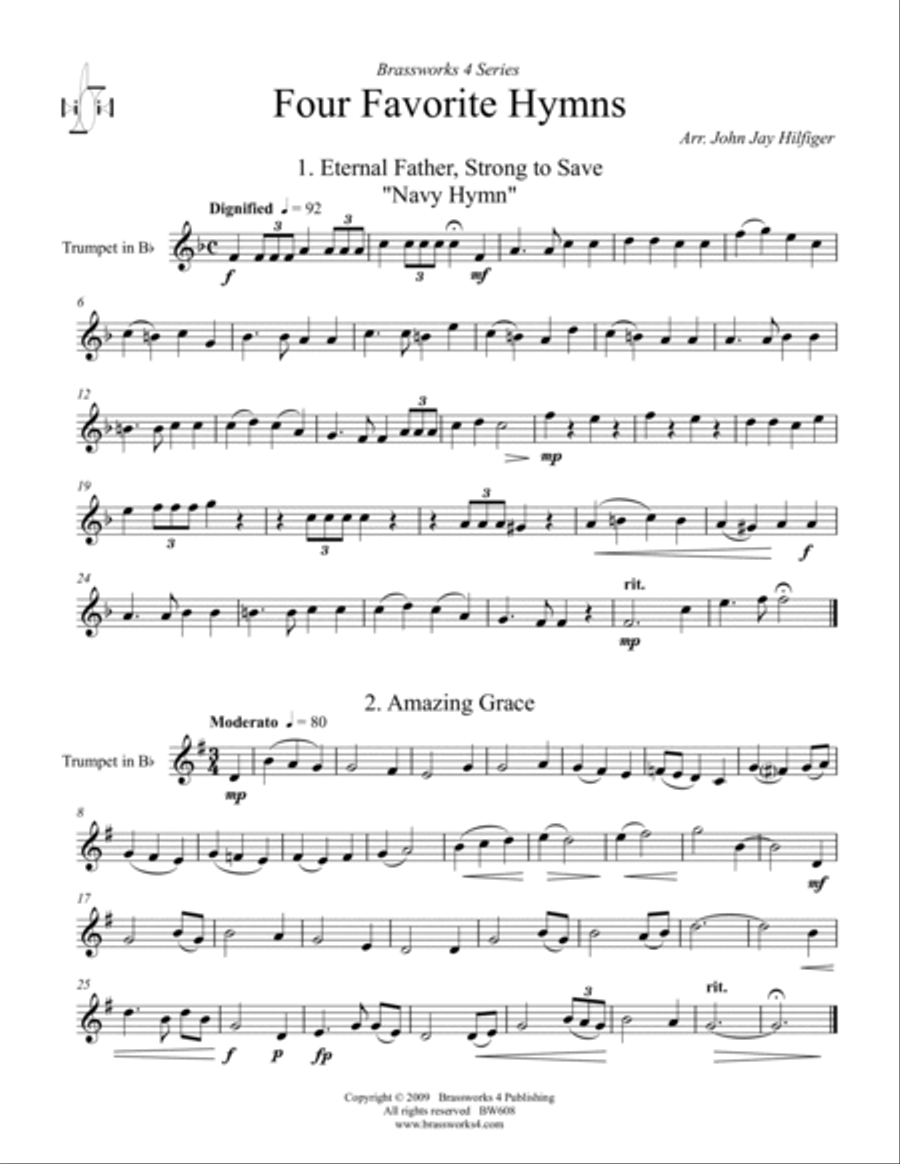 4 Favorite Hymns Brass Trio scores gallery preview page 6