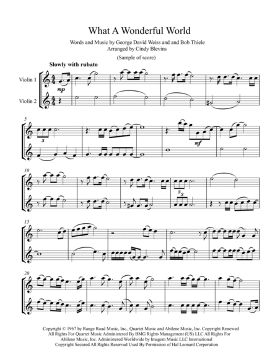 What A Wonderful World String Duet scores gallery preview page 2