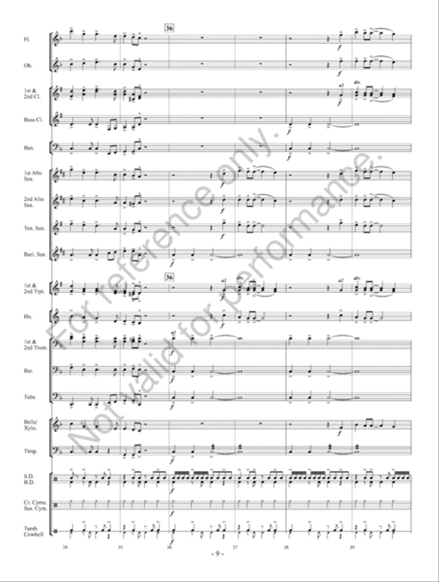 Rock The Halls With Drums And Cowbell Concert Band scores gallery preview page 10