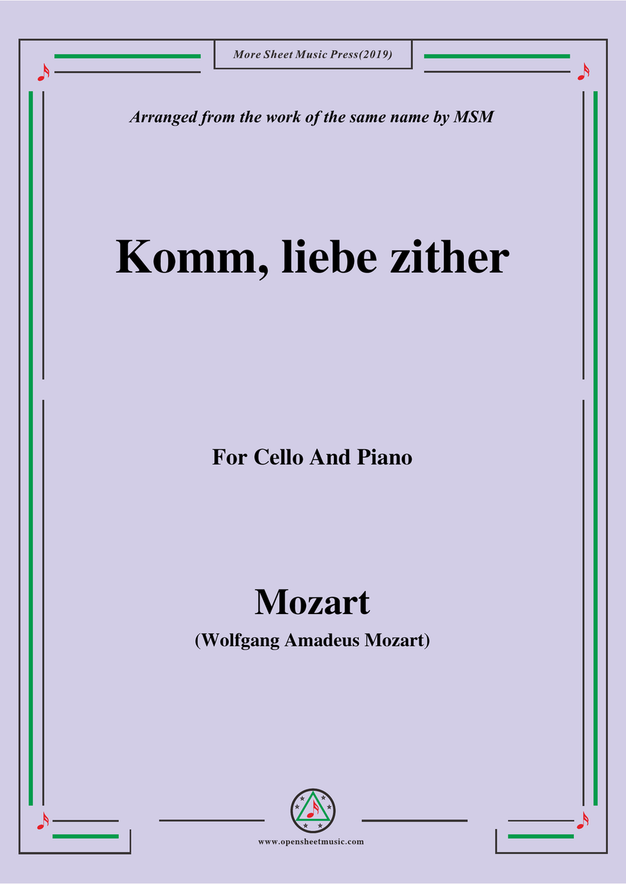 Mozart-Komm,liebe zither,for Cello and Piano