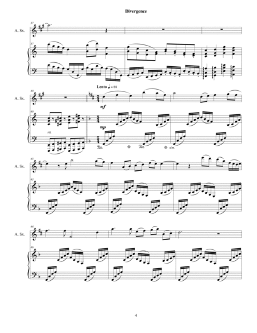 Divergence for Alto Sax and Piano Alto Saxophone scores gallery preview page 5