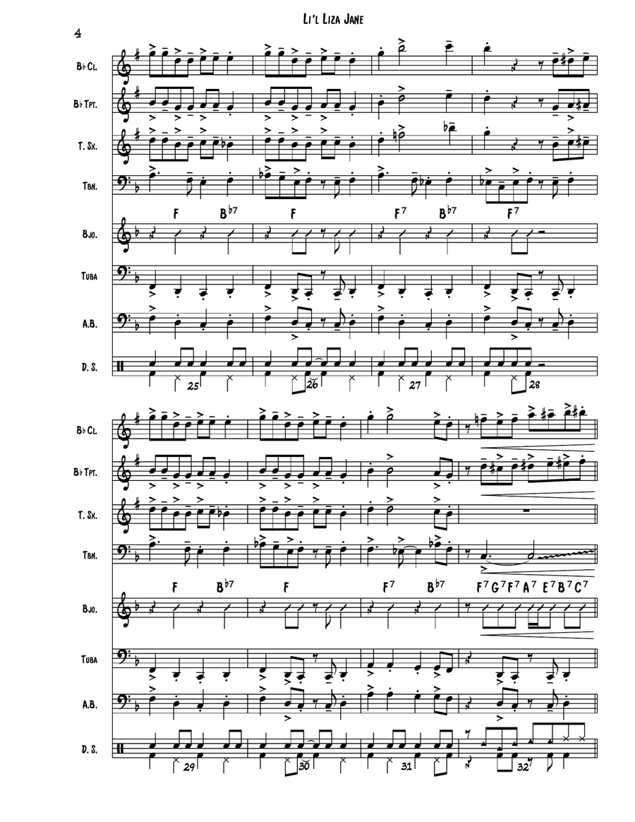 Li'l Liza Jane - New Orleans Parade Band Music (Traditional Jazz Combo) - Intermediate Jazz Ensemble scores gallery preview page 4