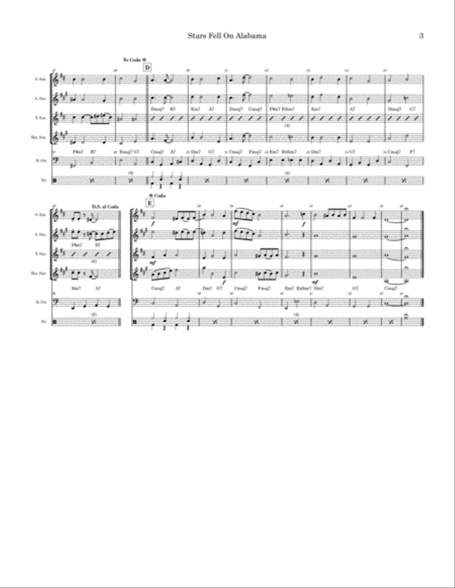 Stars Fell On Alabama Saxophone Quartet scores gallery preview page 3