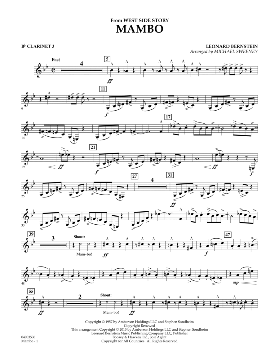 Mambo (from West Side Story) - Bb Clarinet 3 Concert Band scores gallery preview page 1