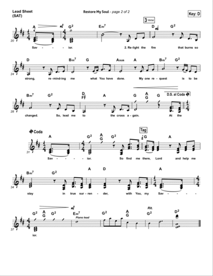Restore My Soul Restore My Soul Piano scores gallery preview page 2