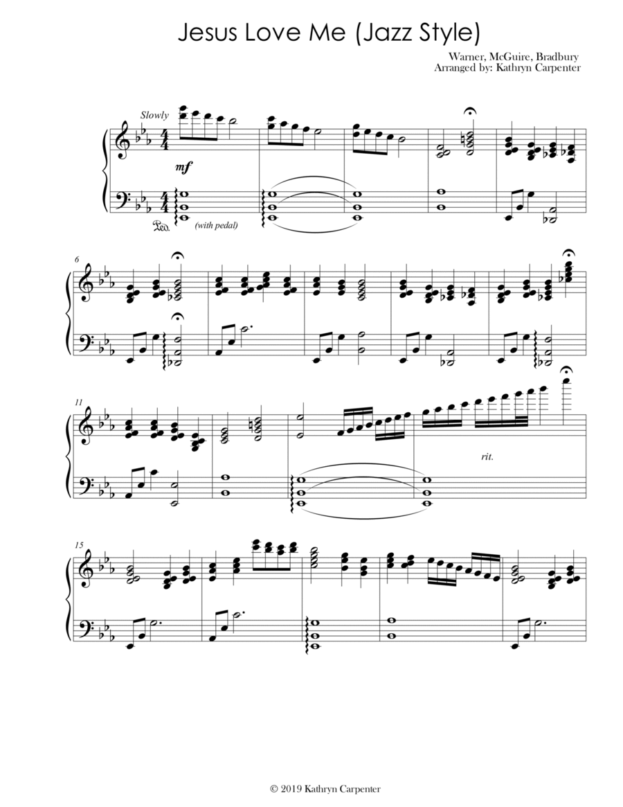 Jesus Loves Me (Jazz Style) Piano Solo scores gallery preview page 1