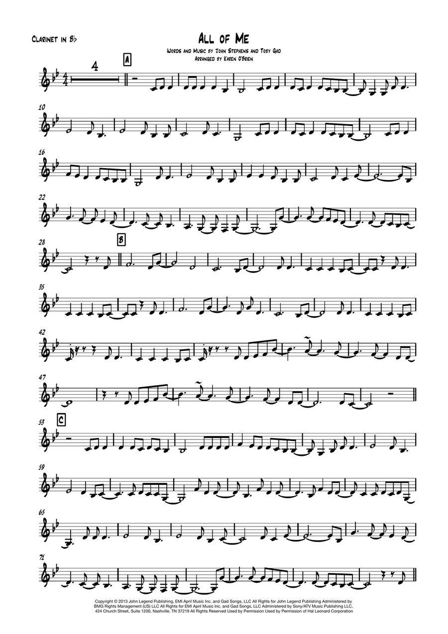 All Of Me All Of Me Clarinet Solo scores gallery preview page 1