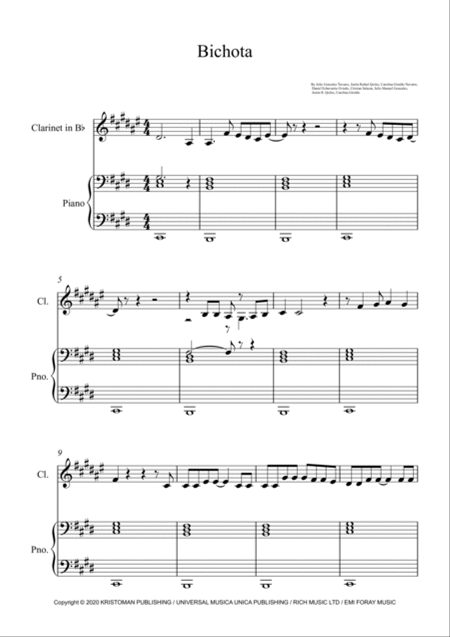 Bichota Woodwind Duet scores gallery preview page 1