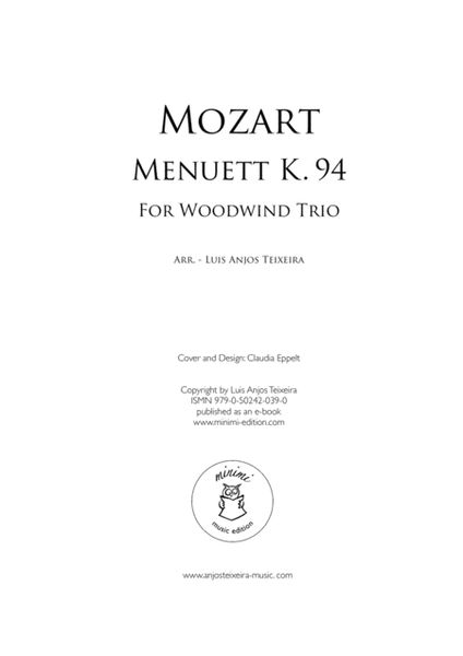 Mozart - Minuet K. 94 For Woodwind Trio image number null