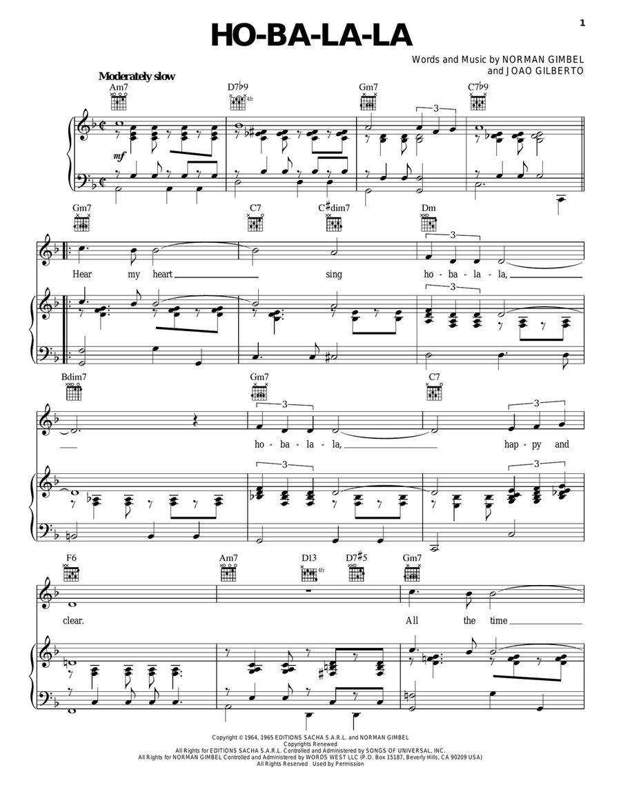 Ho-Ba-La-La Piano, Vocal, Guitar scores gallery preview page 1