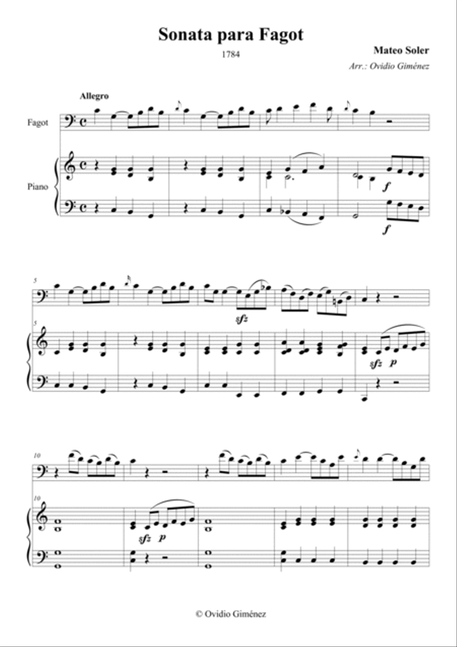 Sonata para fagot de Mateo Soler Small Ensemble scores gallery preview page 3