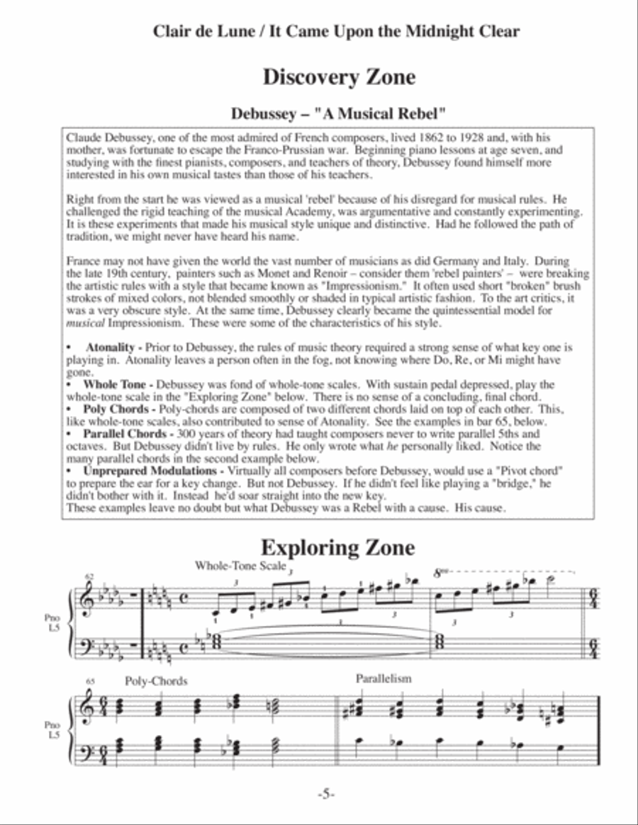 Clair de Lune with It Came Upon The Midnight Clear (Receive 2 for 1!) Piano Solo scores gallery preview page 6