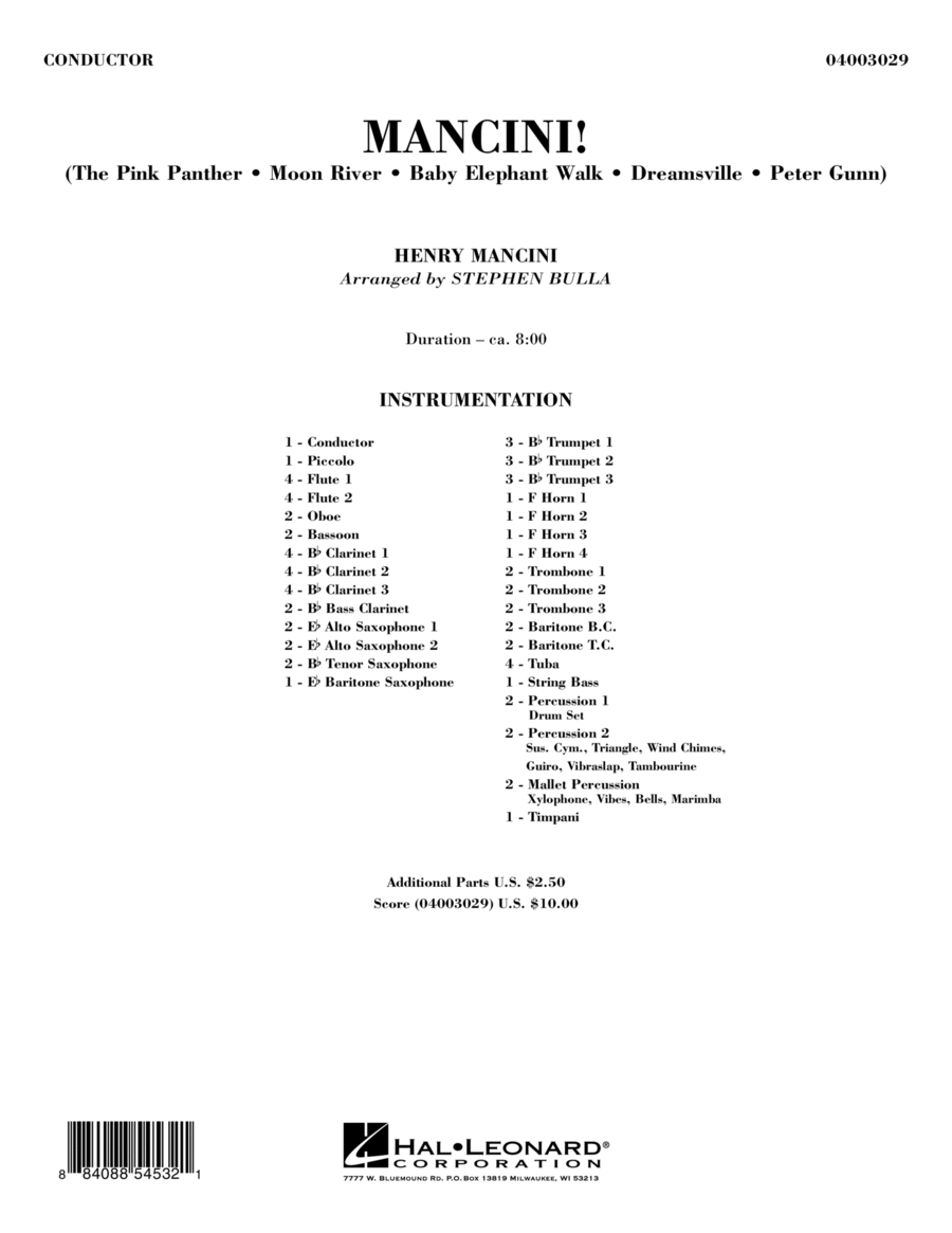 Mancini! - Full Score Mancini! - Full Score Concert Band scores gallery preview page 1