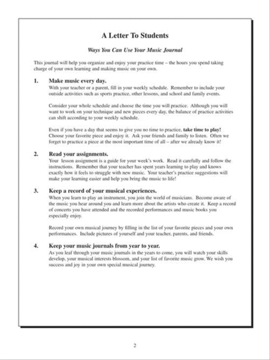 My Music Journal – Student Assignment Book Piano Method scores gallery preview page 5