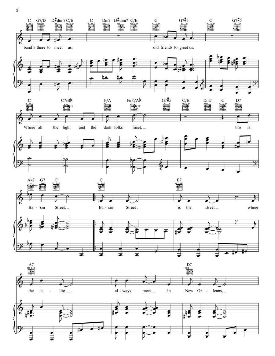 Basin Street Blues Piano, Vocal, Guitar scores gallery preview page 2