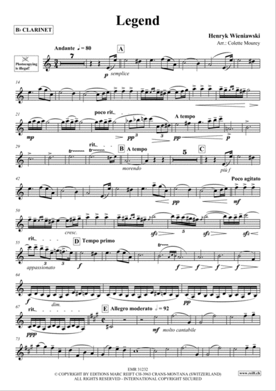 Legend Clarinet Solo scores gallery preview page 2