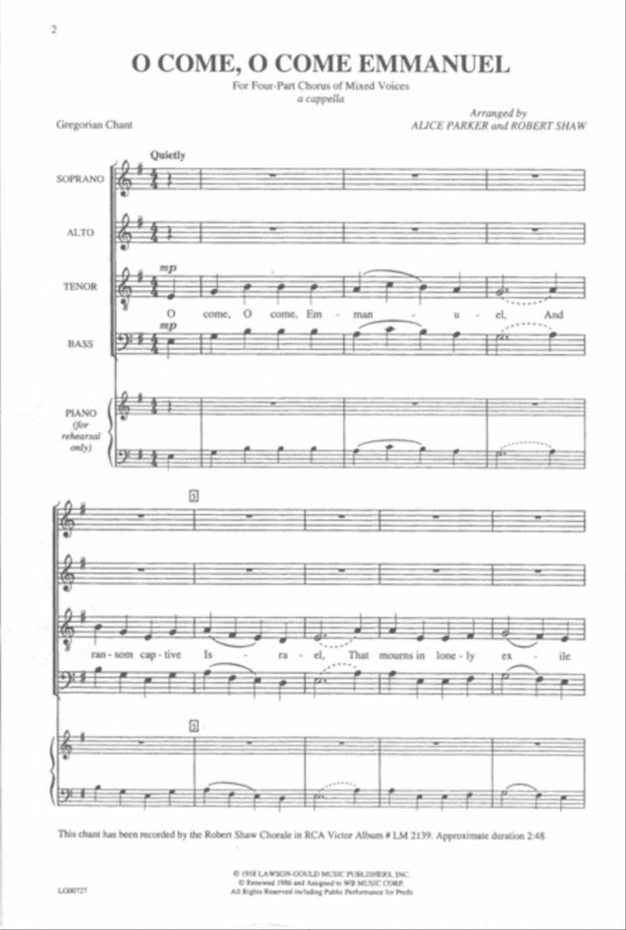 O Come, O Come, Emmanuel 4-Part scores gallery preview page 2