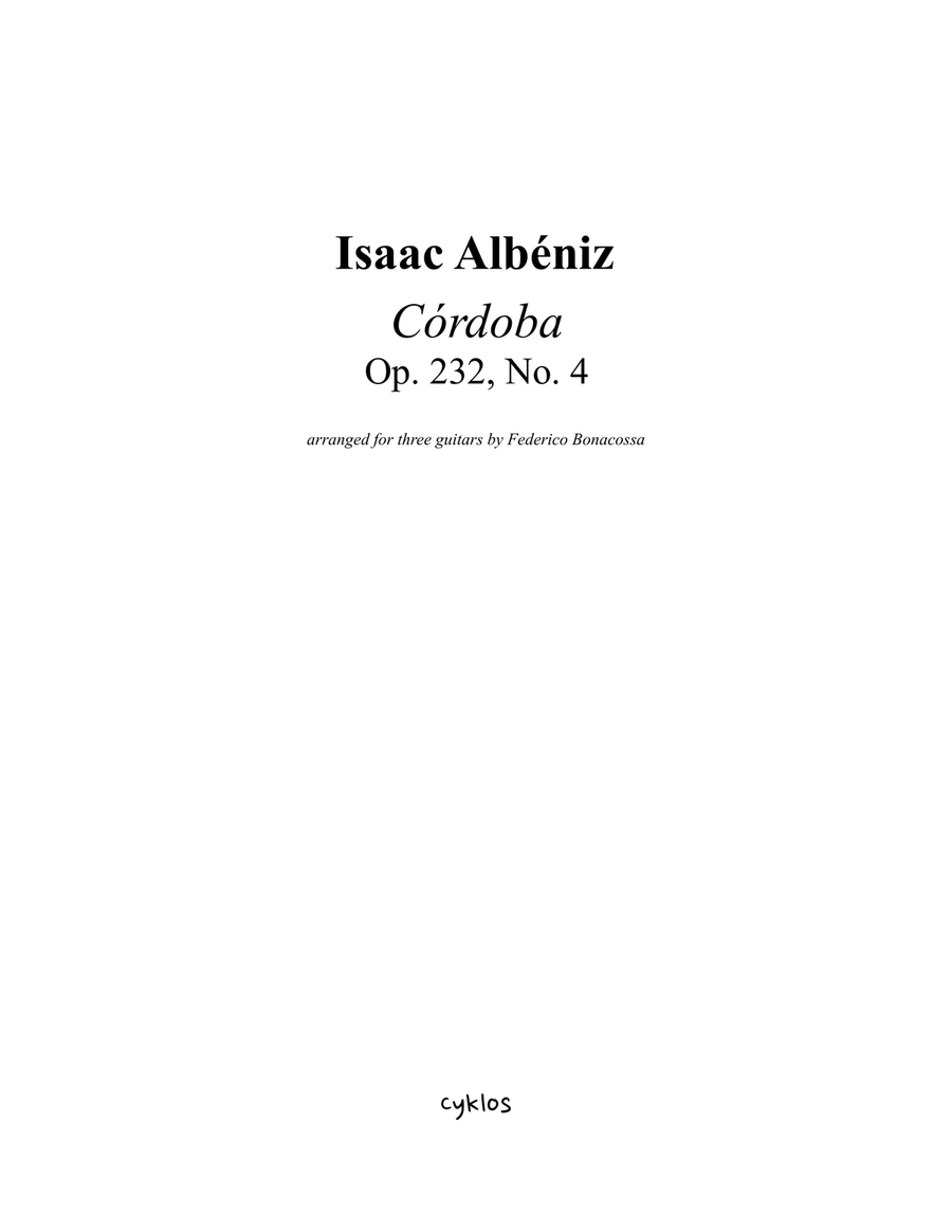 Córdoba by Isaac Albeniz, arranged for three guitars by Federico Bonacossa