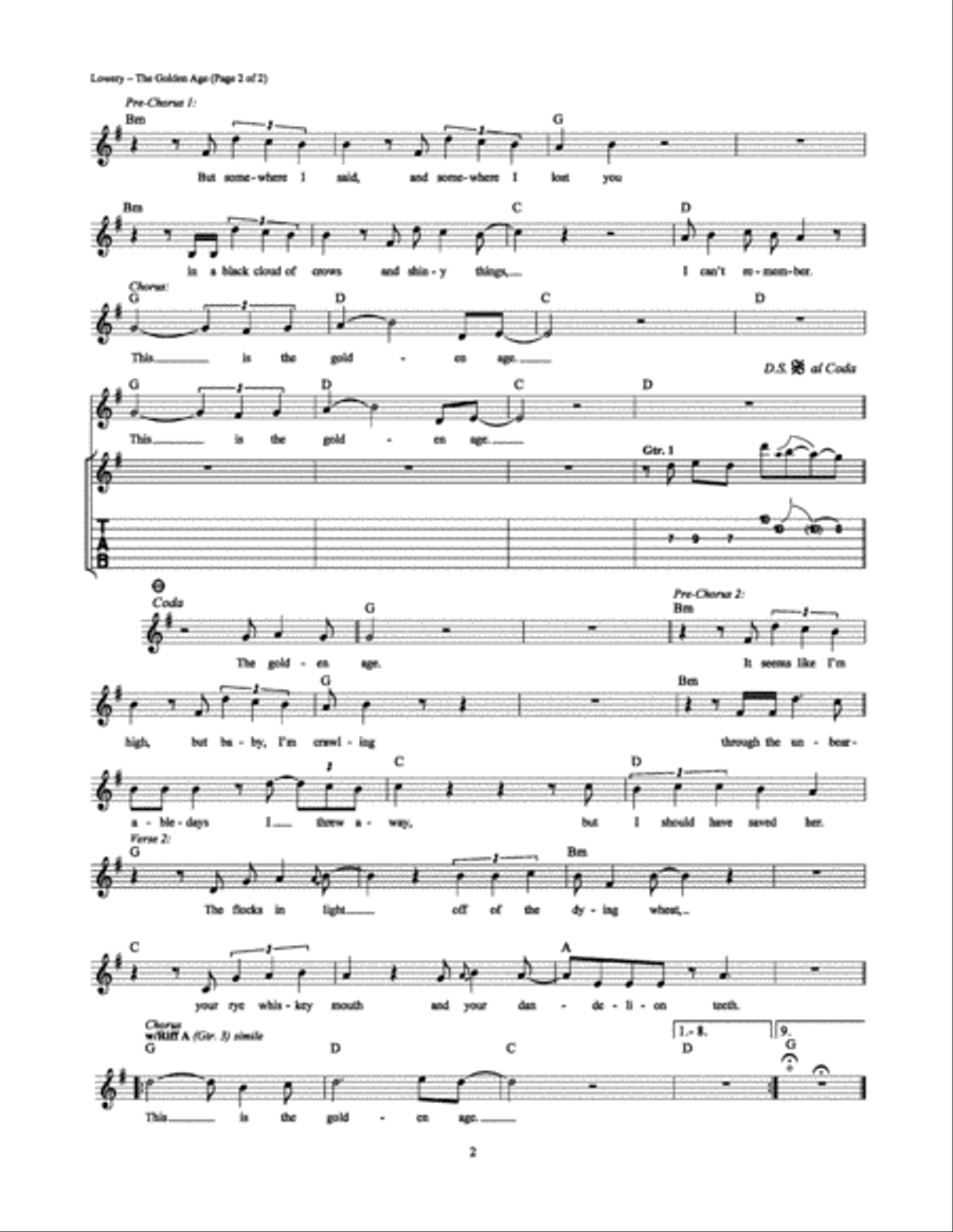 The Golden Age The Golden Age Electric Guitar scores gallery preview page 2