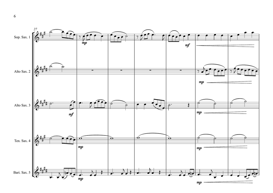 Puff The Magic Dragon Saxophone Quintet scores gallery preview page 6