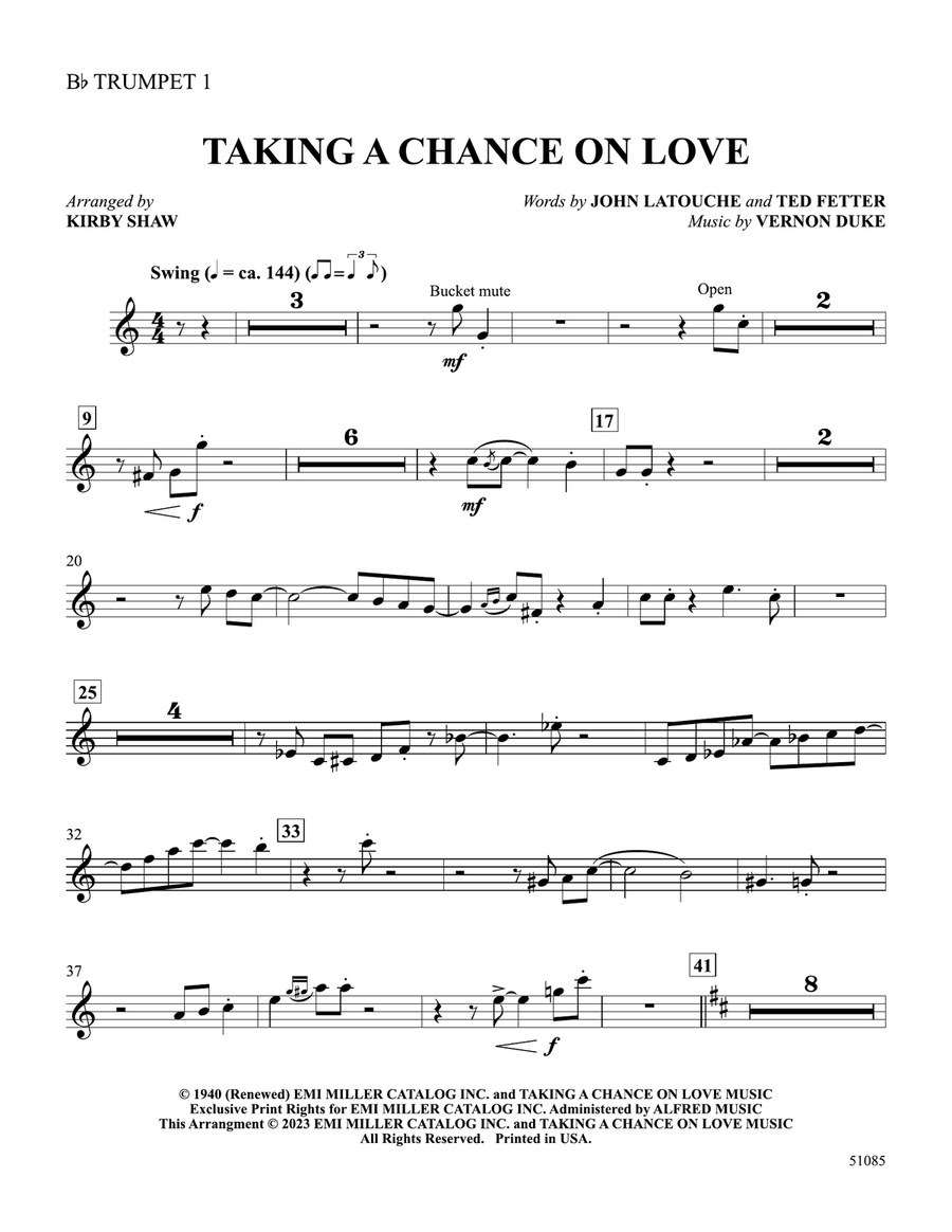 Taking a Chance on Love: 1st B-flat Trumpet