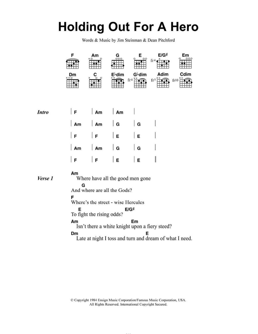 Holding Out For A Hero Acoustic Guitar scores gallery preview page 1