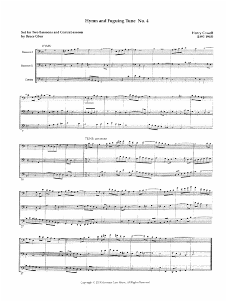 Hymn & Fuguing Tune #4 Bassoon scores gallery preview page 3