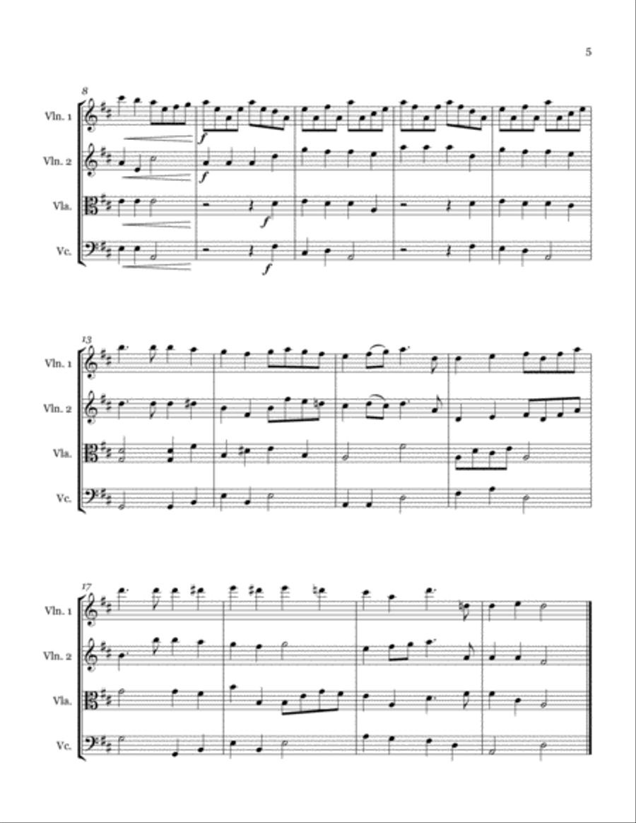 14 Christmas Carols (arranged for String Quartet) String Quartet scores gallery preview page 5