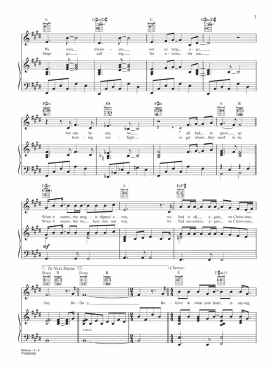 Believe (from The Polar Express) Piano, Vocal, Guitar scores gallery preview page 2