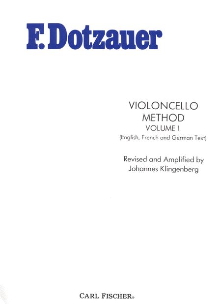 Violoncello Method-Vol. 1