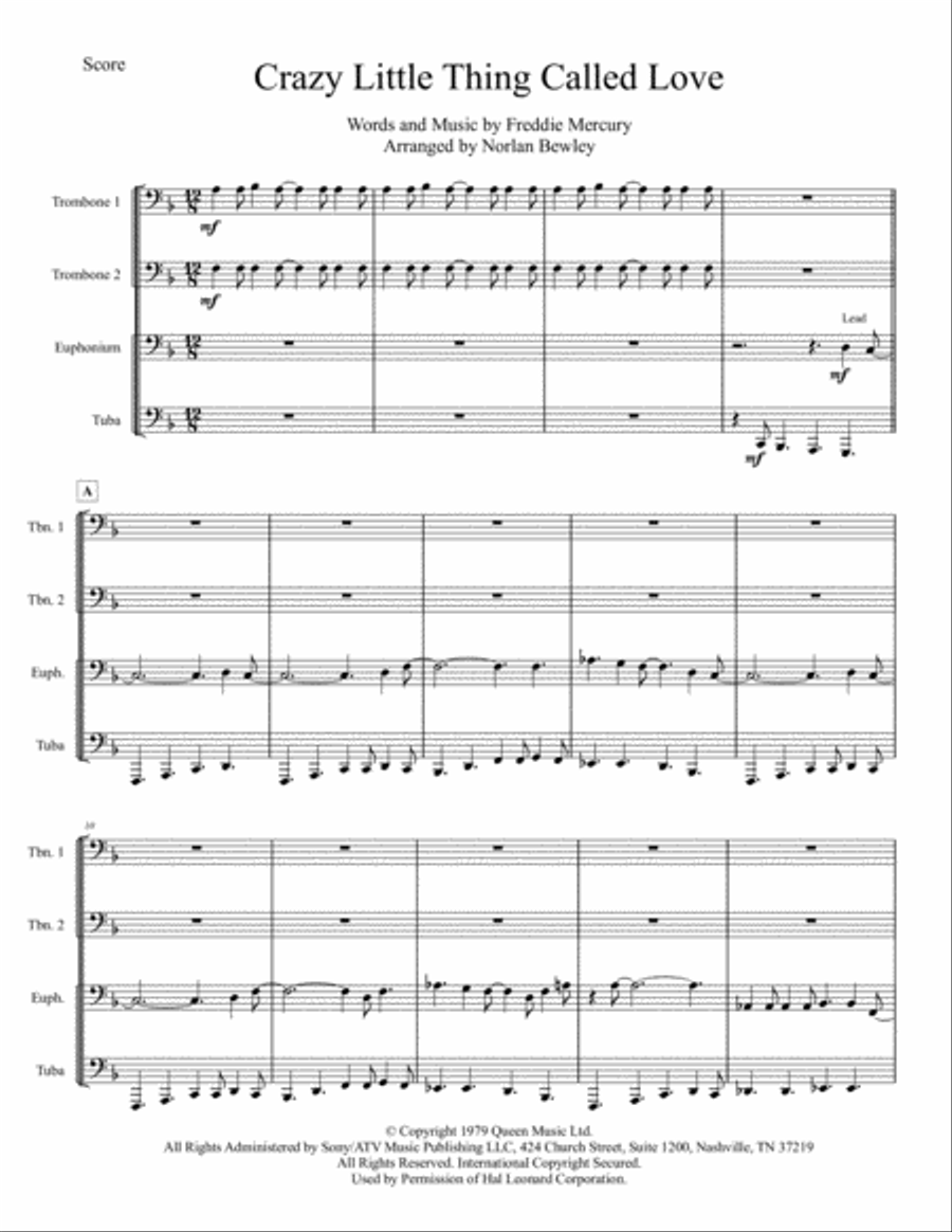 Crazy Little Thing Called Love Brass Ensemble scores gallery preview page 1
