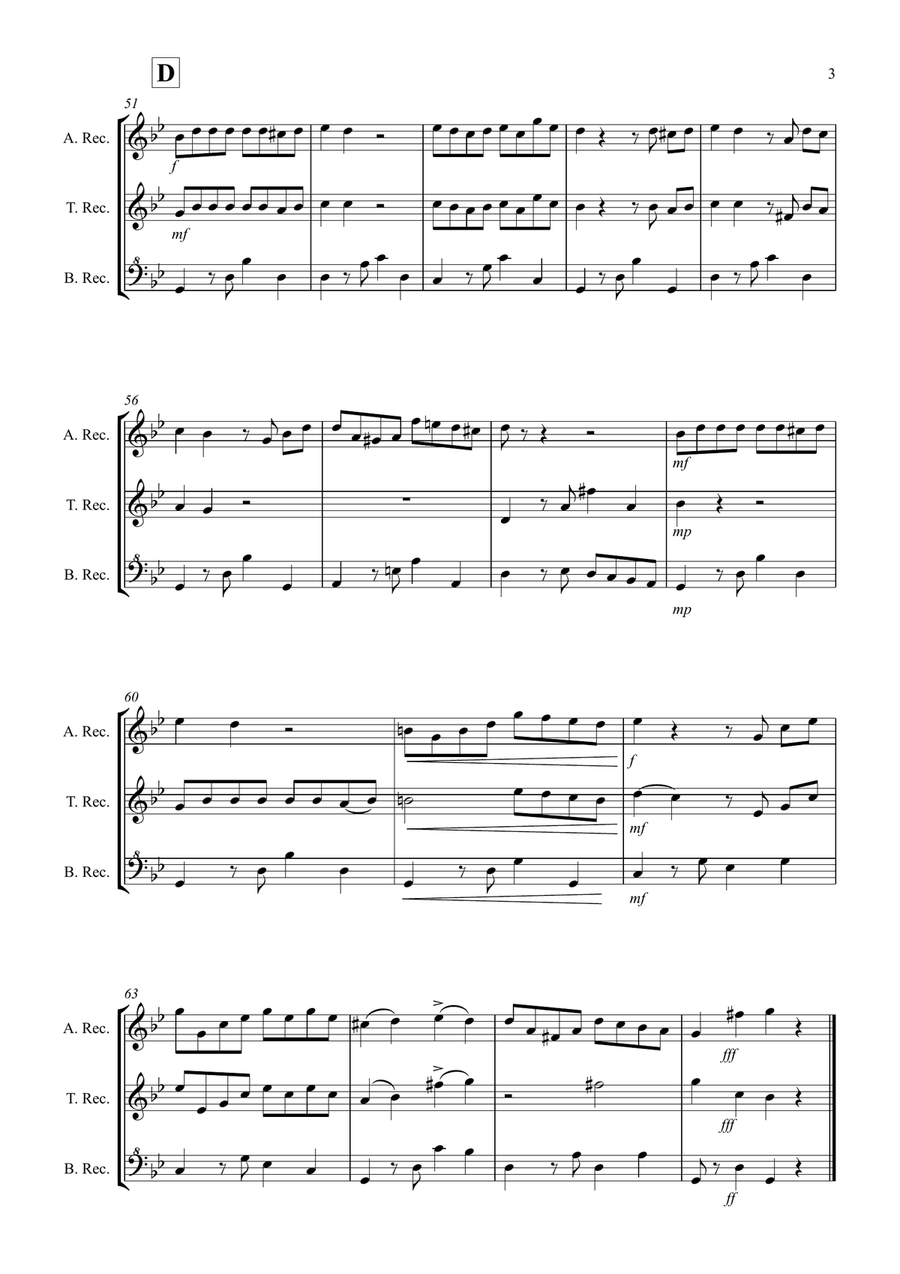 Tango a Trios for Alto, Tenor and Bass Recorder Trio Small Ensemble scores gallery preview page 3