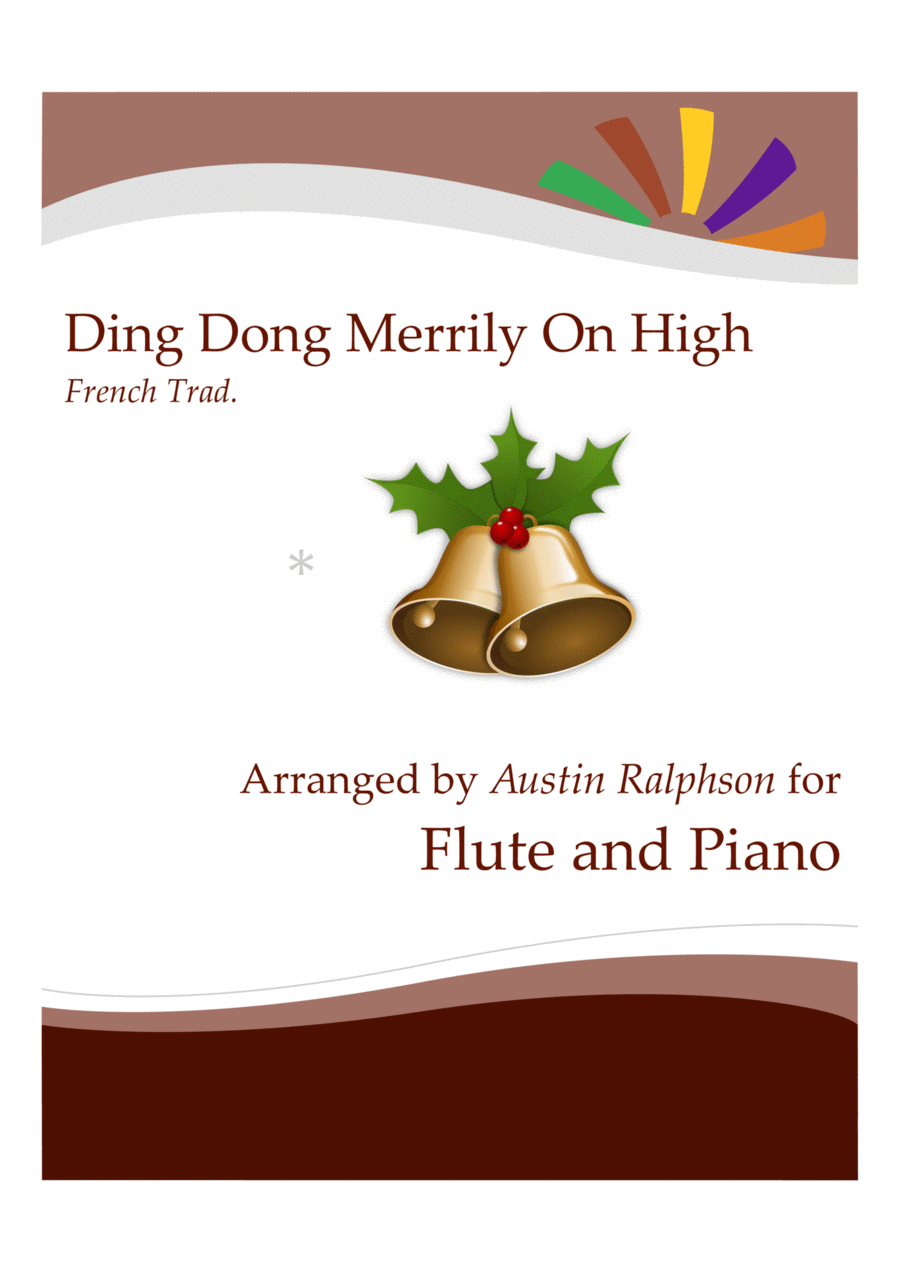 Ding Dong Merrily On High for flute solo - with FREE BACKING TRACK and piano play along Flute Solo scores gallery preview page 1