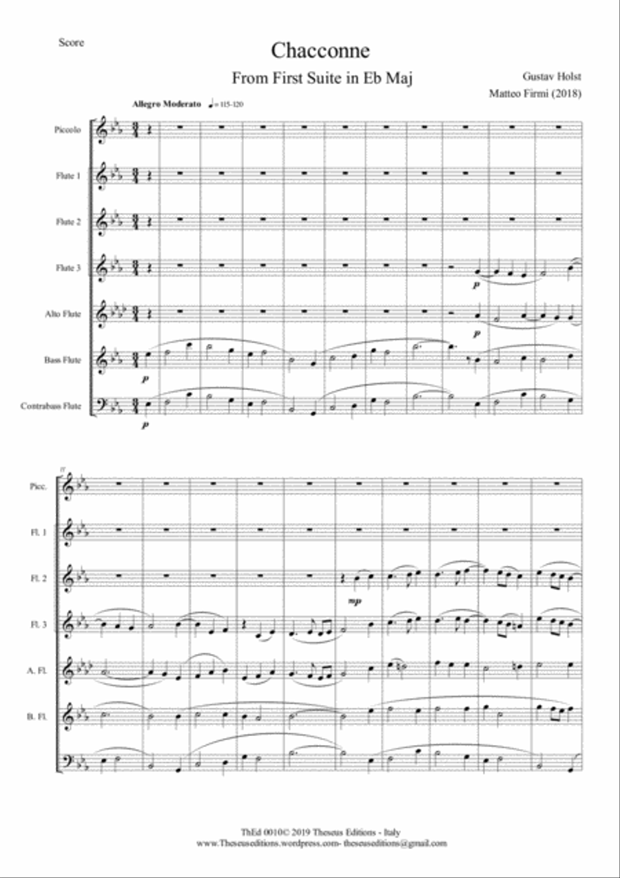 Chacconne from First suite Eb Woodwind Ensemble scores gallery preview page 1