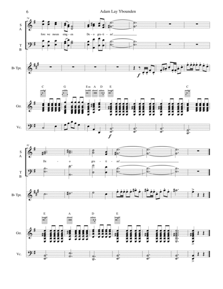 Adam Lay Ybounden - for SATB choir, guitar, trumpet, and cello image number null