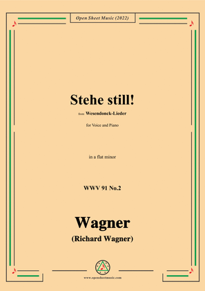 Book cover for R. Wagner-Stehe still!,in a flat minor,WWV 91 No.2,from Wesendonck-Lieder,for Voice and Piano