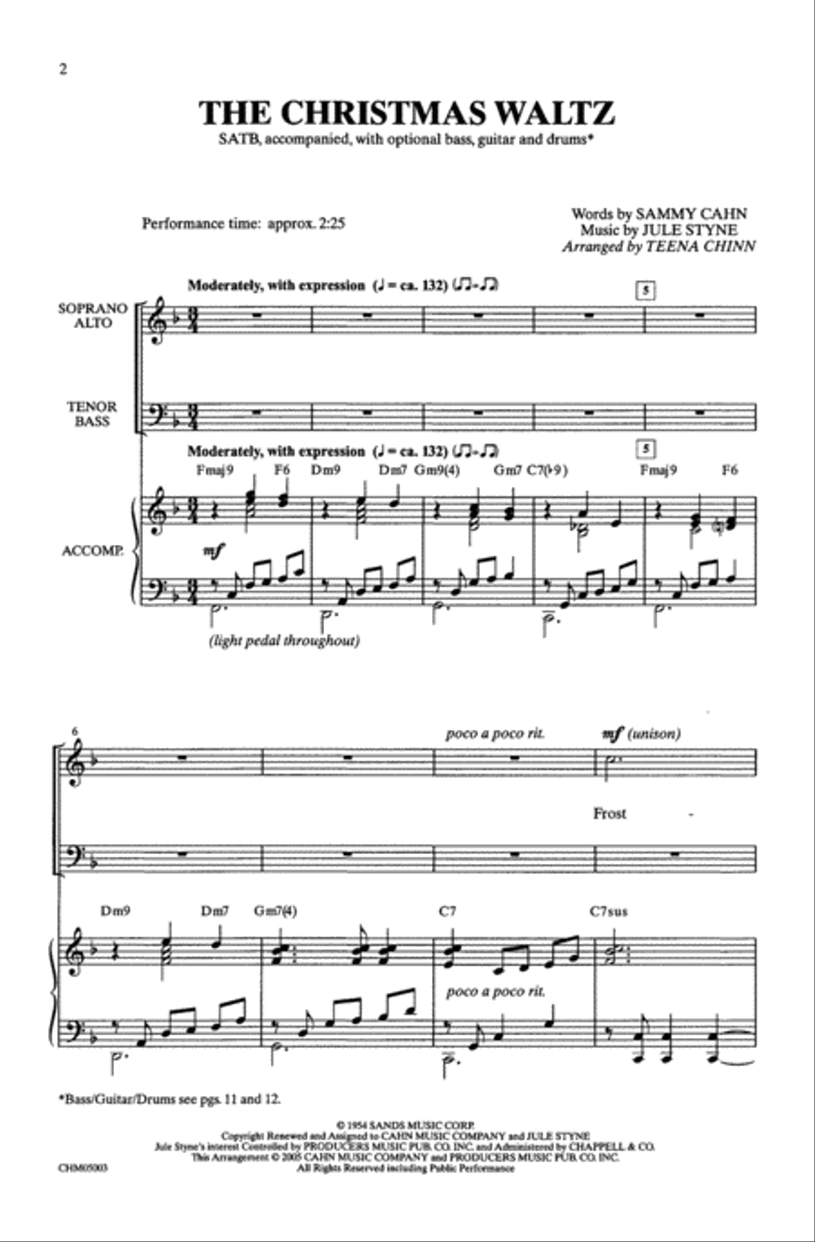 The Christmas Waltz The Christmas Waltz 4-Part scores gallery preview page 2