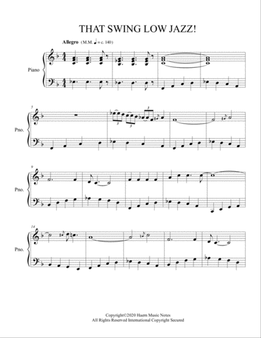 That Swing Low Jazz! That Swing Low Jazz! Piano Solo scores gallery preview page 1