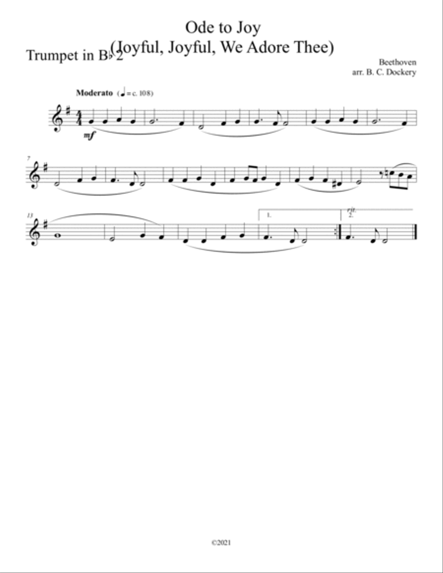 Ode to Joy (Joyful, Joyful, We Adore Thee) for Brass Quintet Brass Quintet scores gallery preview page 4